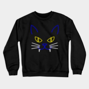 Neon Light Art Halloween Cat Crewneck Sweatshirt